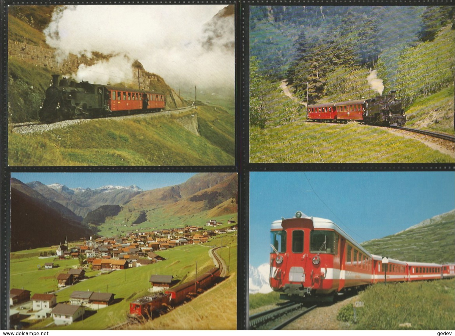 Chemin de Fer Zermatt - St Moritz, Furka-Oberalp-Bahn, Lot de 96 cartes couleurs modernes (3)