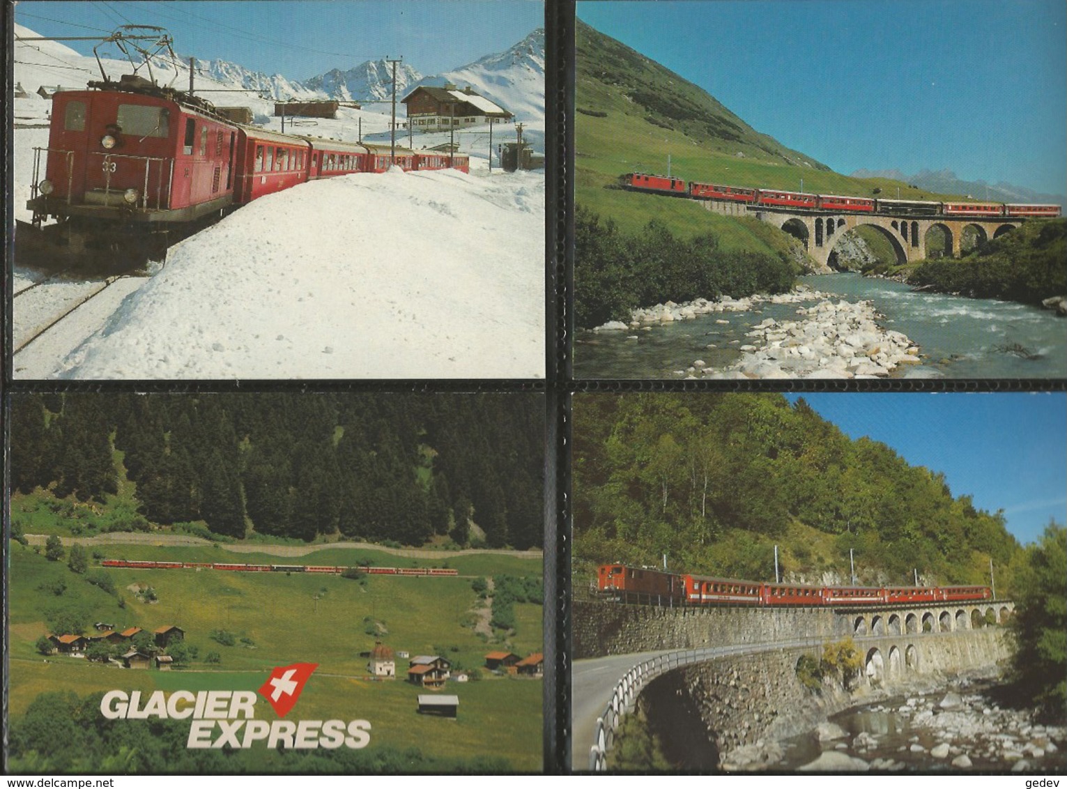 Chemin de Fer Zermatt - St Moritz, Furka-Oberalp-Bahn, Lot de 96 cartes couleurs modernes (3)