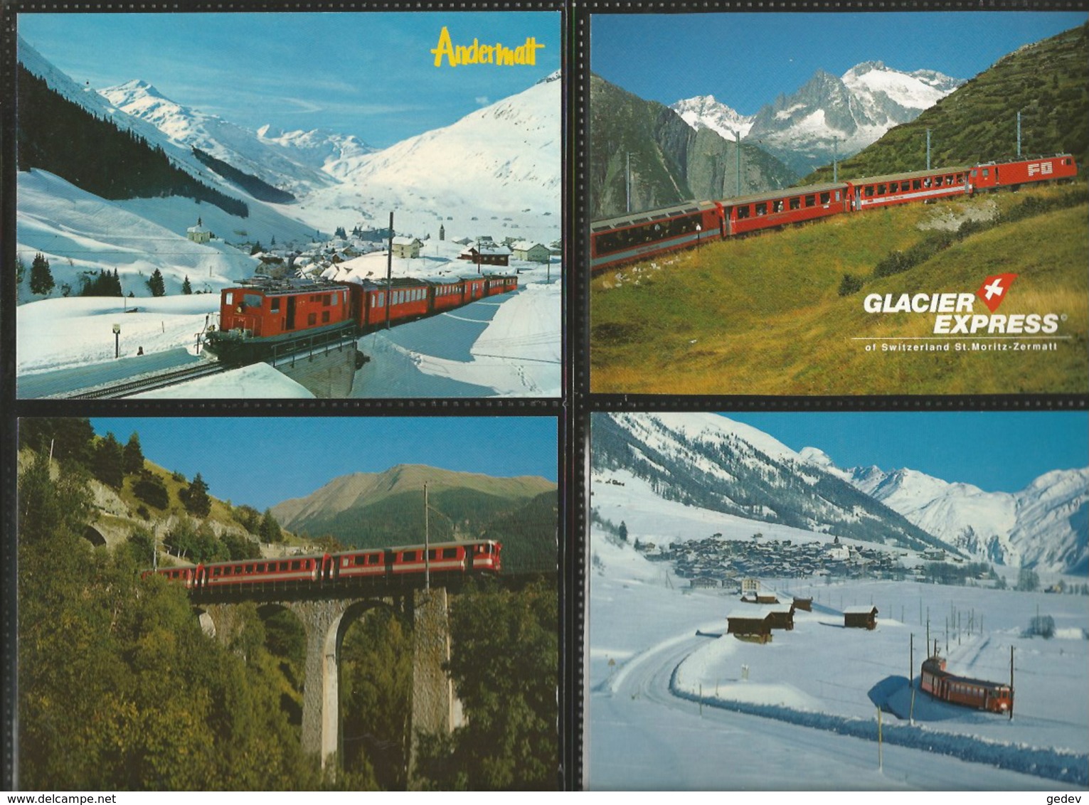 Chemin de Fer Zermatt - St Moritz, Furka-Oberalp-Bahn, Lot de 96 cartes couleurs modernes (3)