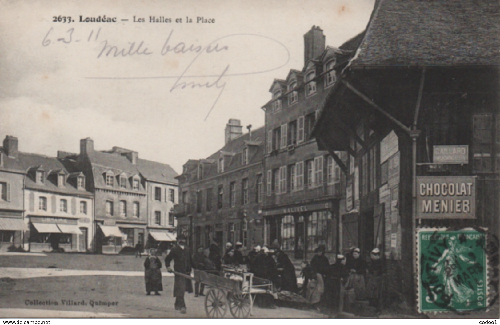 LOUDEAC  LES HALLES ET LA PLACE - Loudéac