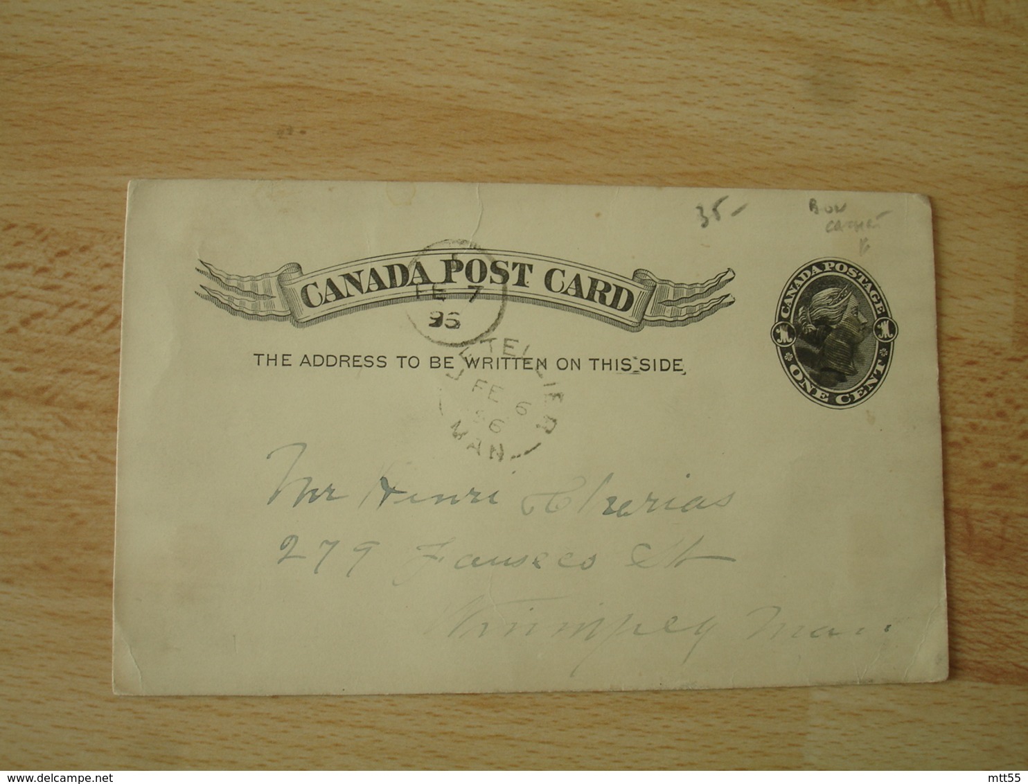 Canada 1895 One Cent Noir Entier  Postal  Stationery Card - Lettres & Documents