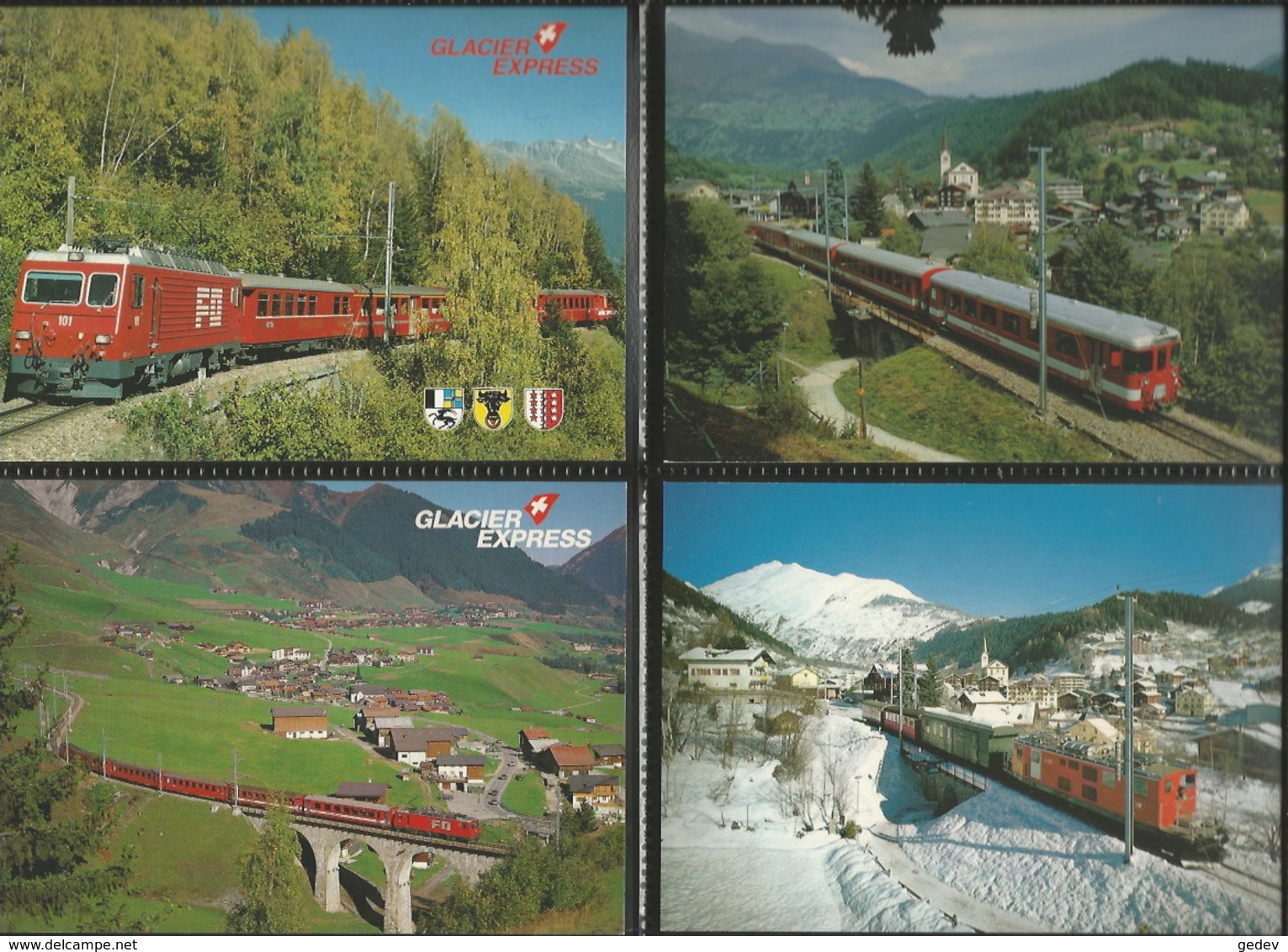 Chemin De Fer Zermatt - St Moritz, Furka-Oberalp-Bahn, Lot De 84 Cartes Couleurs Modernes (3) - Trains