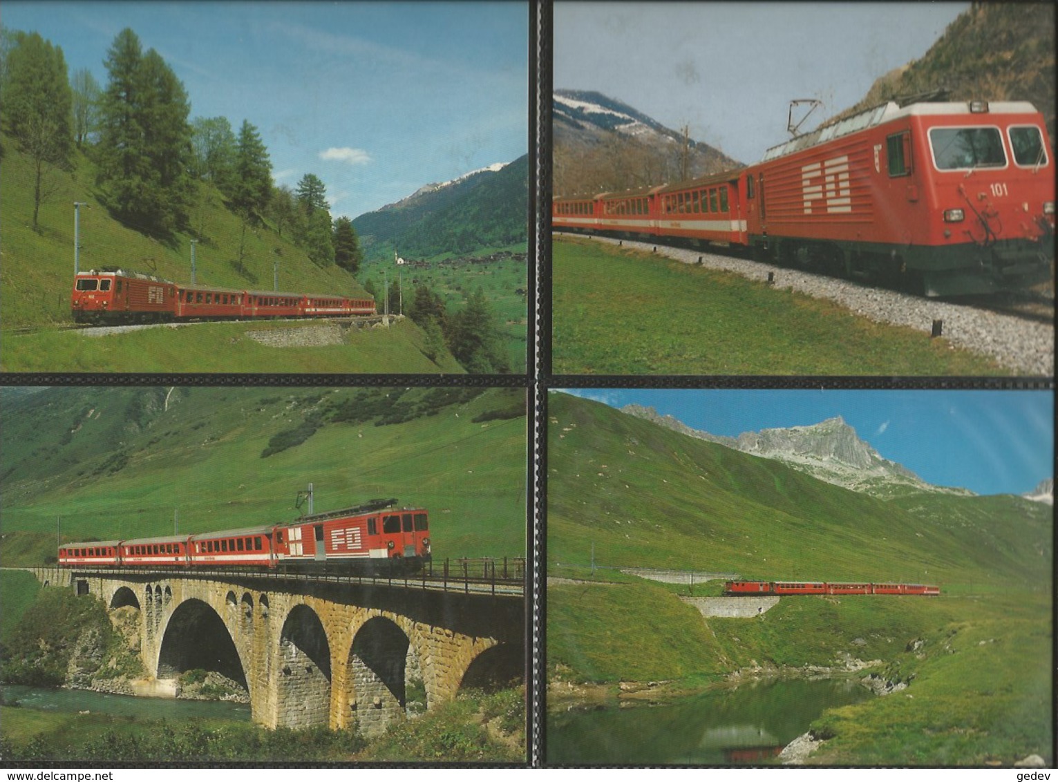 Chemin de Fer Zermatt - St Moritz, Furka-Oberalp-Bahn, Lot de 84 cartes couleurs modernes (3)