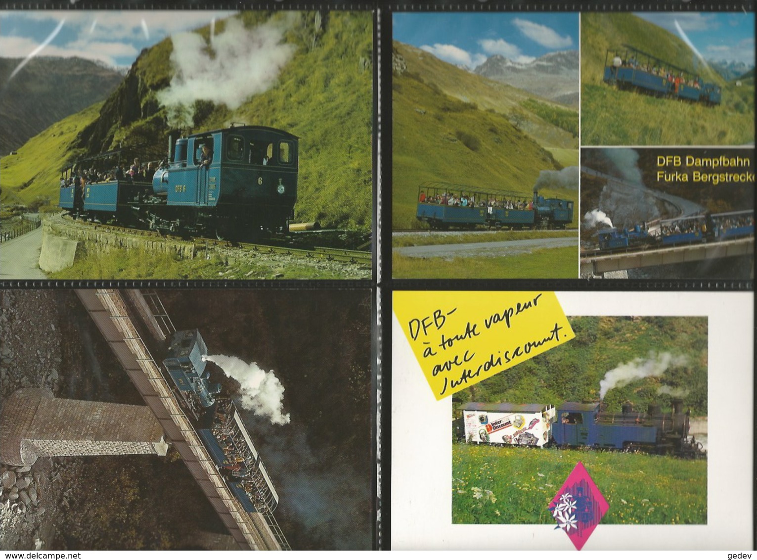 Chemin de Fer Zermatt - St Moritz, Furka-Oberalp-Bahn, Lot de 84 cartes couleurs modernes (3)