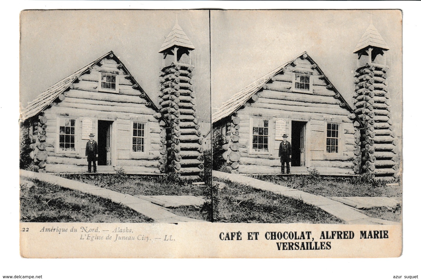 CPA STEREO /PUBLICITE CAFE ET CHOCOLAT ALFRED MARIE/ VERSAILLES /AMERIQUE DU NORD - Publicité