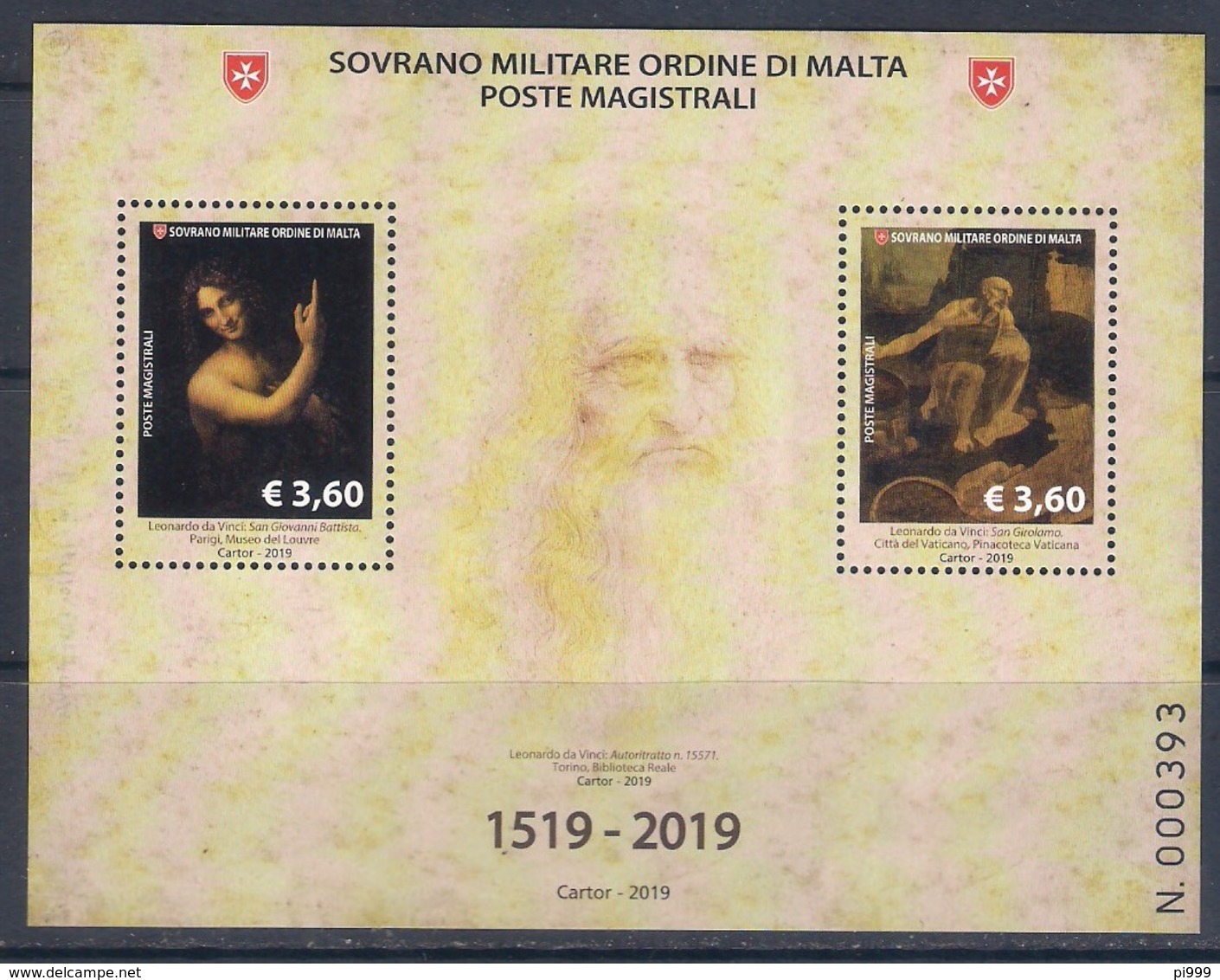 SMOM (2019) Leonardo Da Vinci (500th Anniversary Of Death) - Sheetlet (MNH) - Otros & Sin Clasificación