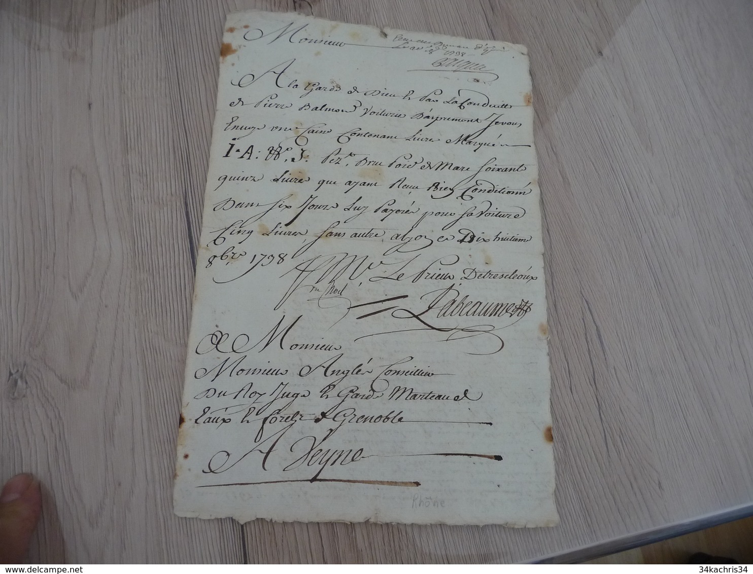 Lettre De Voiture Roulage Manuscrit Commerce  18/10/1738 Pierre Balmont Diligence Marcs Pour Veynes Basses Alpes - Transports
