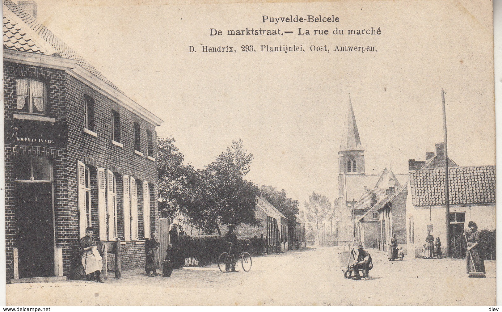 Puyvelde-Belcele - De Marktstraat - Geanimeerd - Uitg. D. Hendrix, Antwerpen - Sint-Niklaas