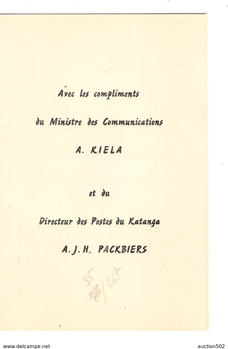 PR6522/ Katanga TP 6/49 Emission 1960 Ministère Communications A.Kiela&Directeur Des Postes Du Katanga A.J.H.Packbiers - Katanga