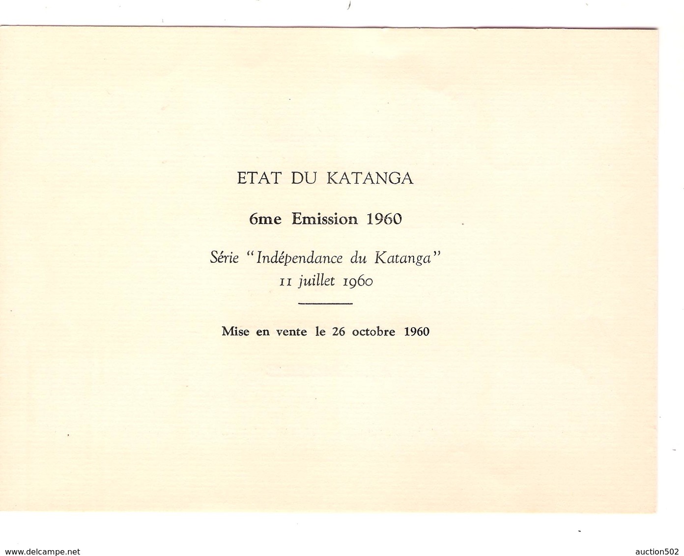 PR6522/ Katanga TP 6/49 Emission 1960 Ministère Communications A.Kiela&Directeur des Postes du Katanga A.J.H.Packbiers