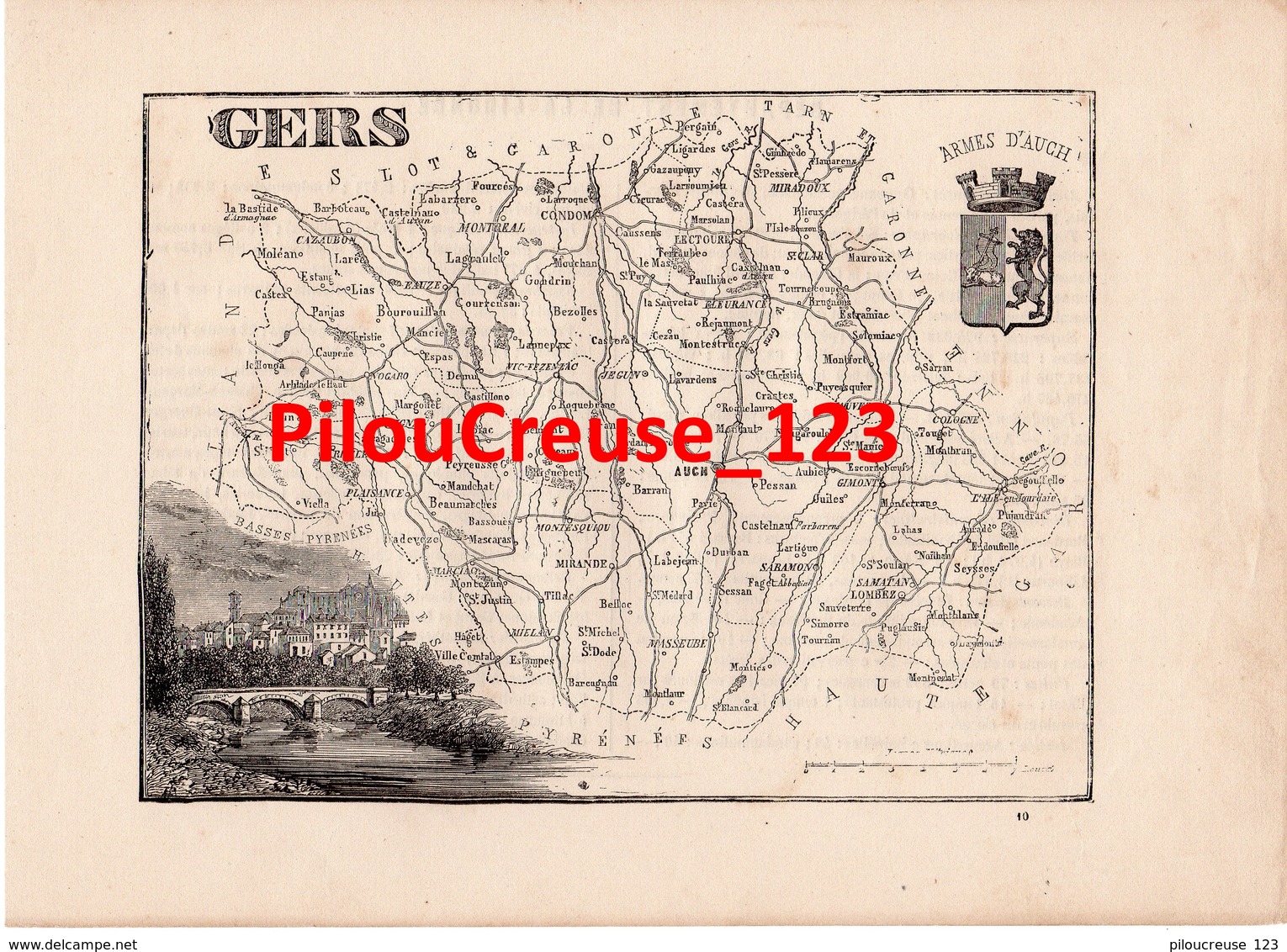 32 GERS - Carte Authentique Tourfaut 1865 Planche 17x24 Cm - - Cartes Géographiques