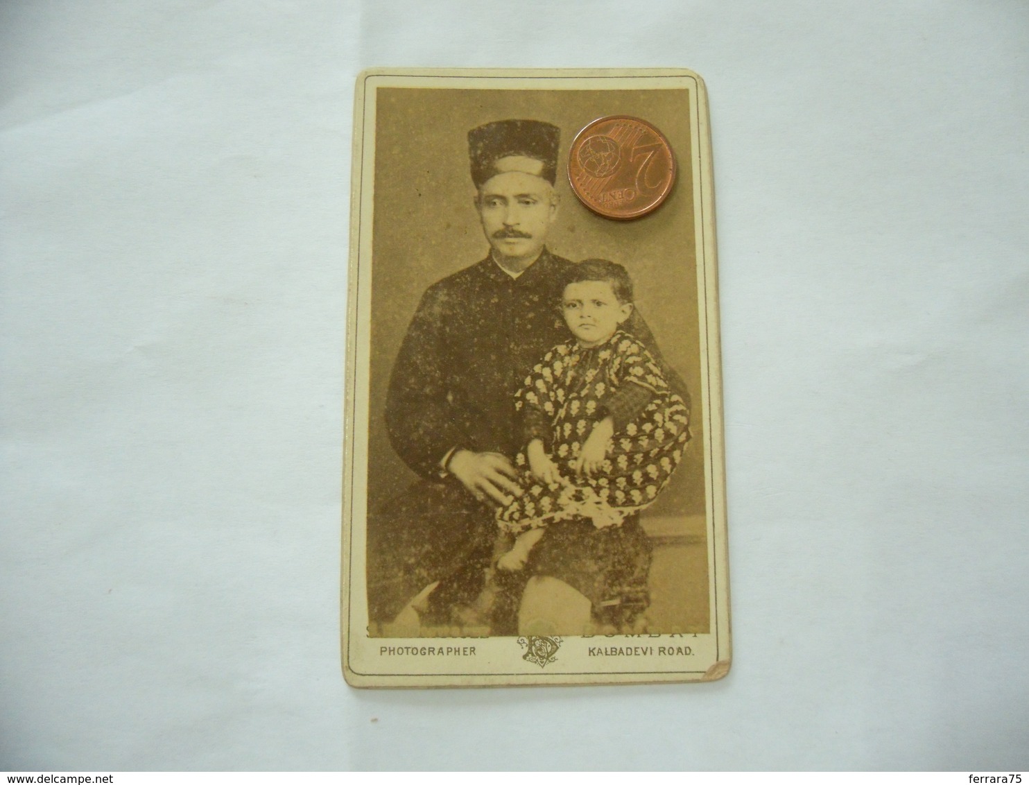 CDV VICTORIAN FOTO RITRATTO SIGNORE GENTLEMAN ENFANT S.HORMUSJEE INDIA BOMBAY - Antiche (ante 1900)