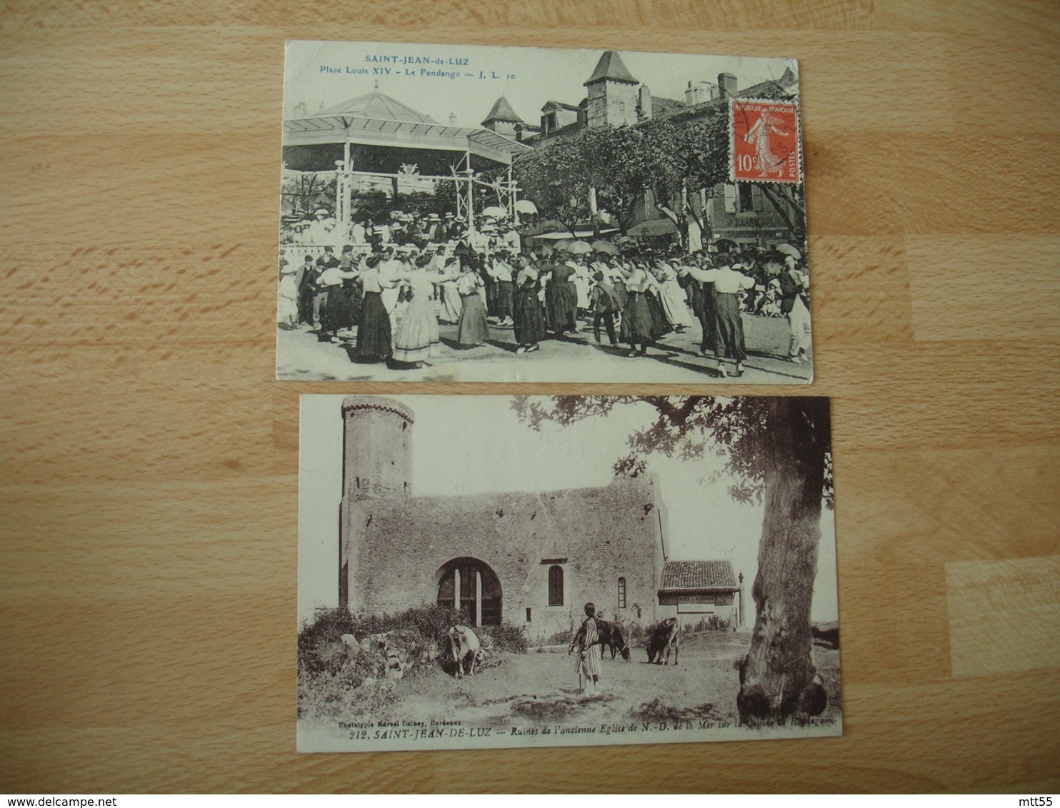 Lot 2 Carte Saint Jean De Luz Le Fandango Et  Gardienne Vache Ruine Eglise - Saint Jean De Luz