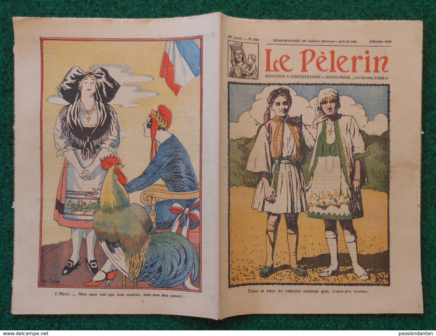 Revue Illustrée Le Pèlerin - N° 2708 - Février 1929 - Costumes Grecs - L'Alsace, Mon Cœur, Oui, Mon âme Jamais ! - Autres & Non Classés