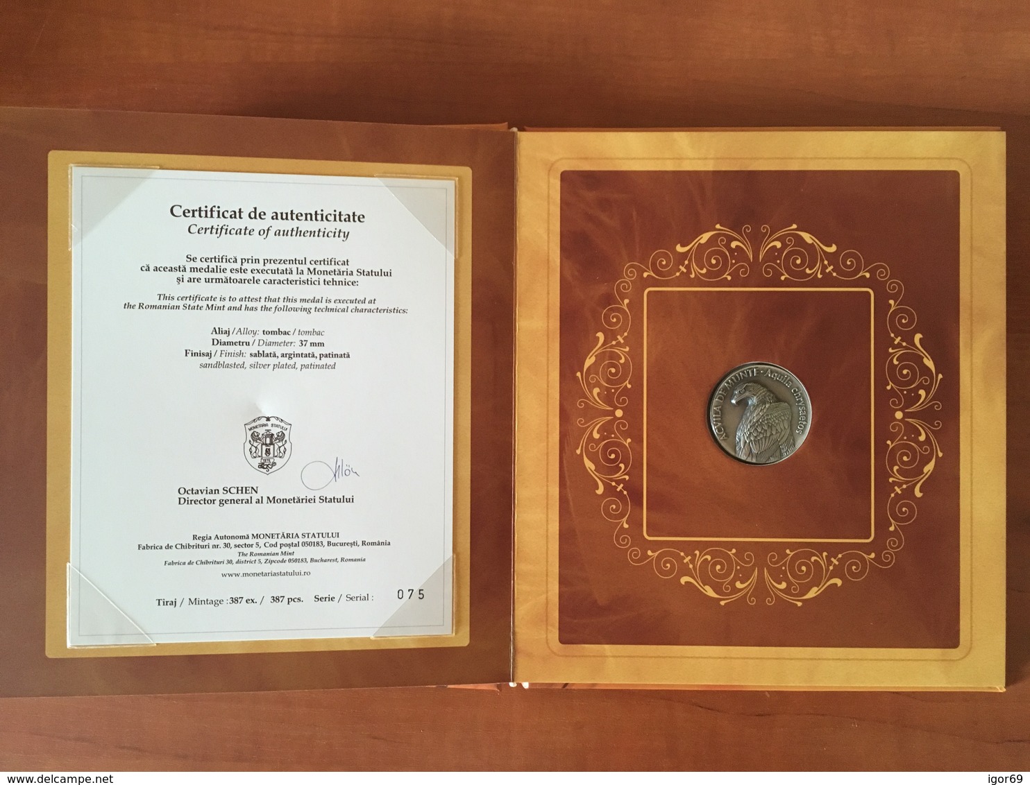 2019 Europa-CEPT Romania Special Book Birds(empty - Only Medal With Sertificate) - 2019