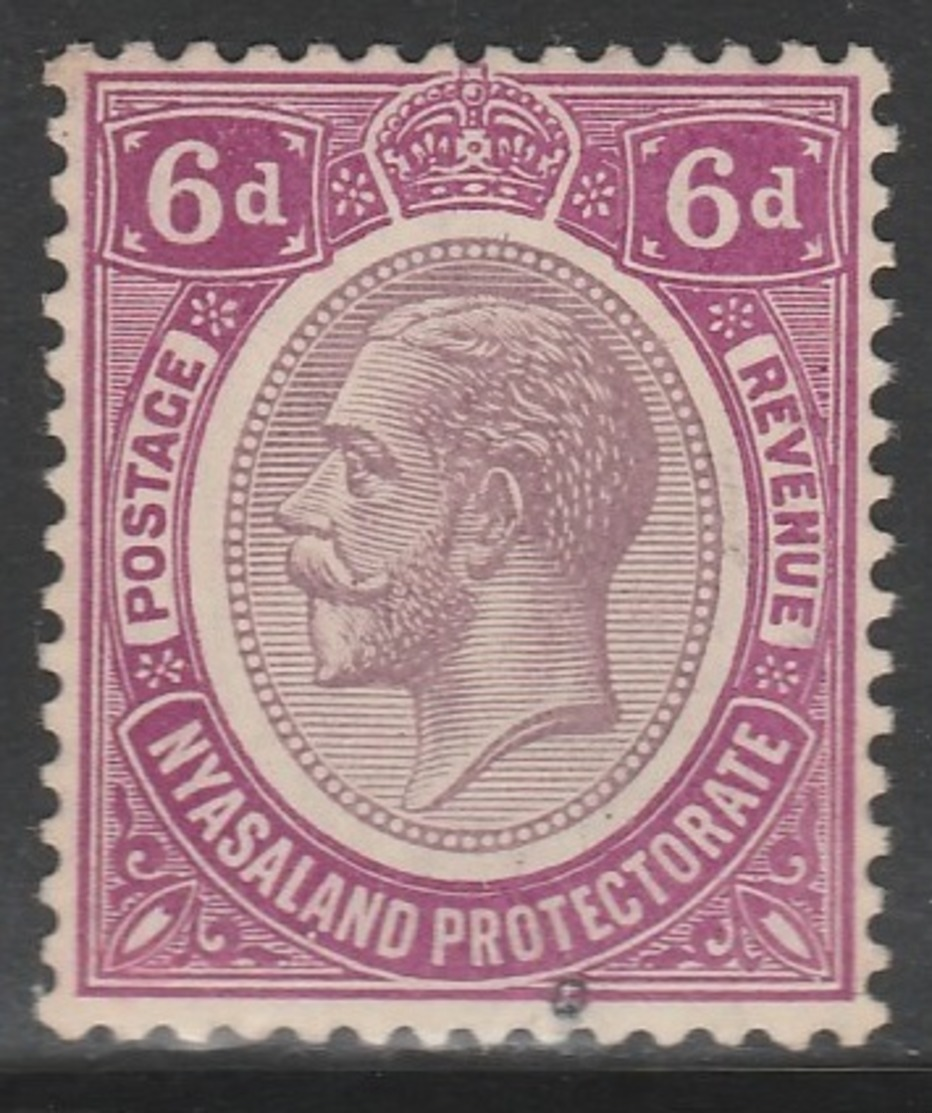 Nyasaland Protectorate 1913 - SG 92a, 6d - KING GEORGE V - MLH - Nyasaland (1907-1953)