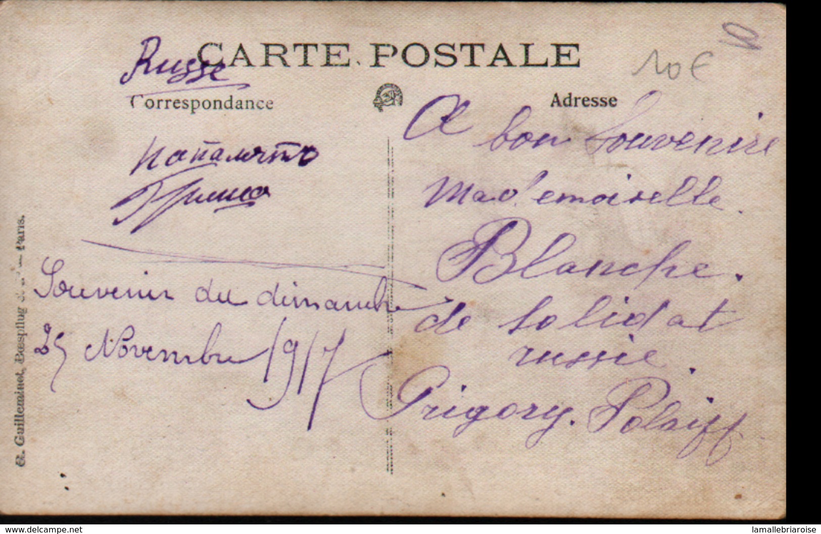 Carte-photo De 1917 Desoldat Russe Identifié Au Verso - Personnages