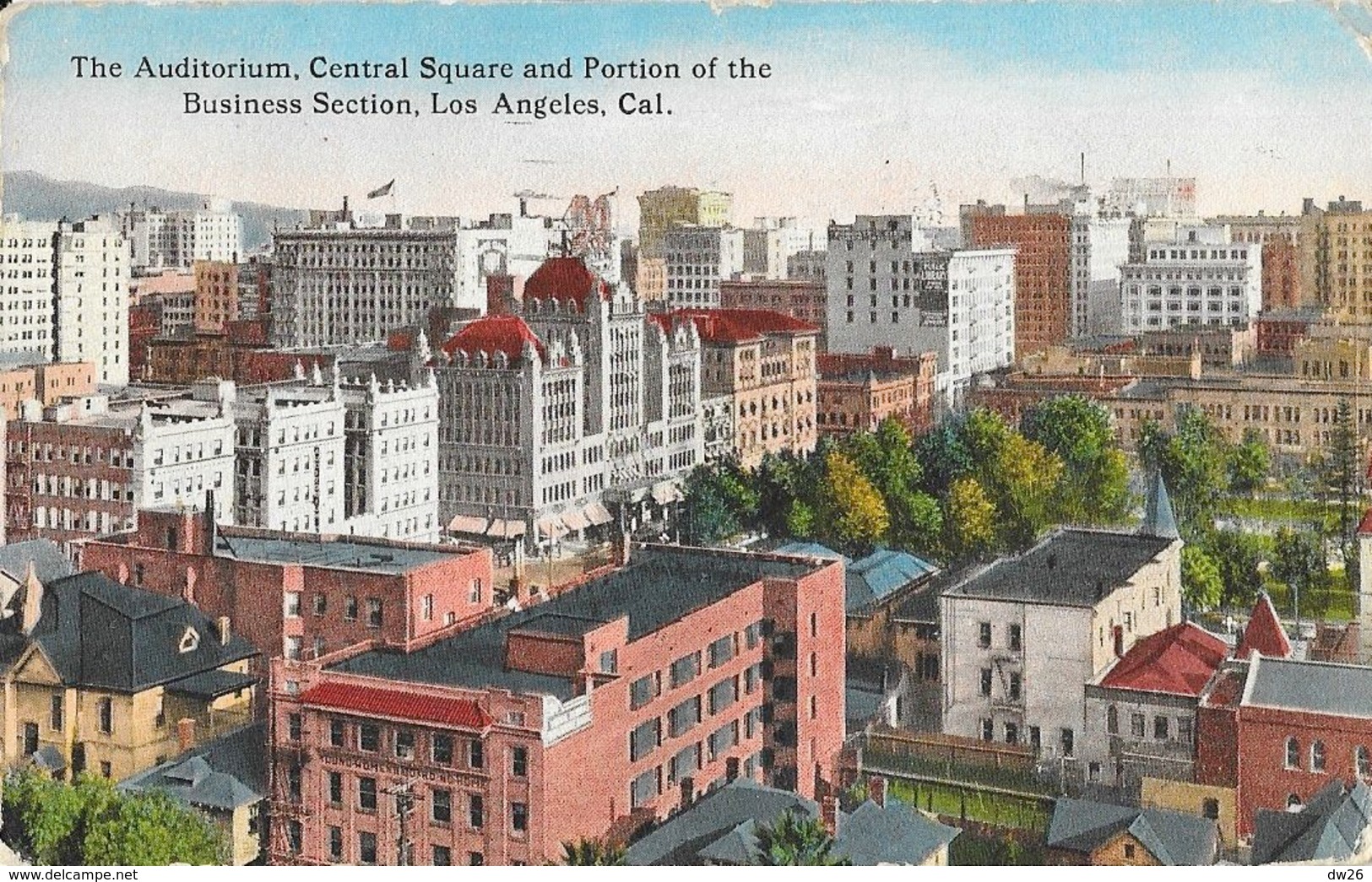 The Auditorium, Central Square And Portion Of The Business Section, Los Angeles, CA - Hecht's Quality Card - Los Angeles