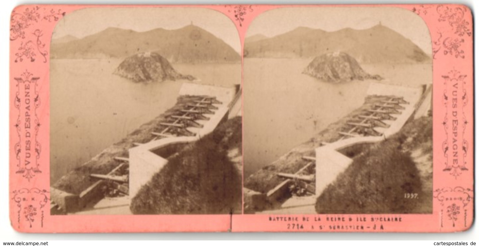 Stereo-Foto Ansicht St. Sebastien, Batterie & L`Ile Ste Claire - Stereoscoop