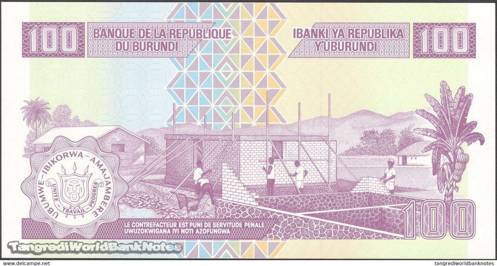 TWN - BURUNDI 44b - 100 Francs 1.9.2011 Prefix QC UNC - Burundi