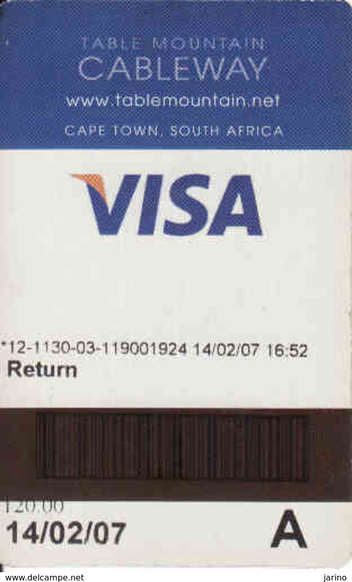 South Africa, Aerial Cableway Card Cape Town, Table Mountain VISA Magnetic Card - Moteurs