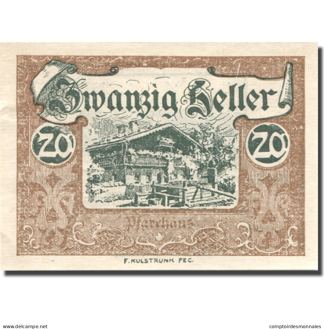 Billet, Autriche, Wald, 20 Heller, Montagne, 1920, SPL, Mehl:FS 1129Ia - Austria