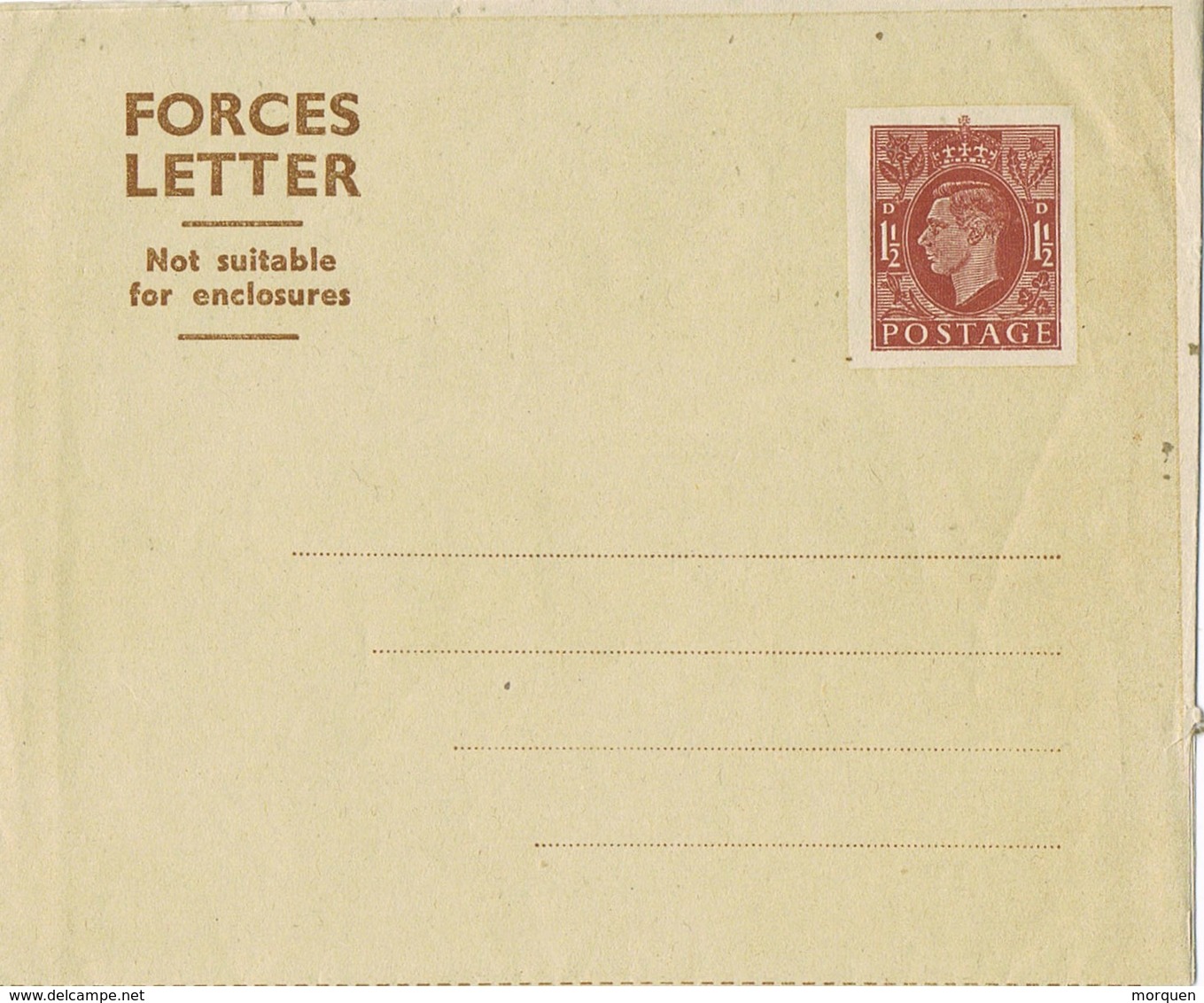 32824. Entero Postal FORCES LETTER (England)  1 1/2 D - Cartas & Documentos