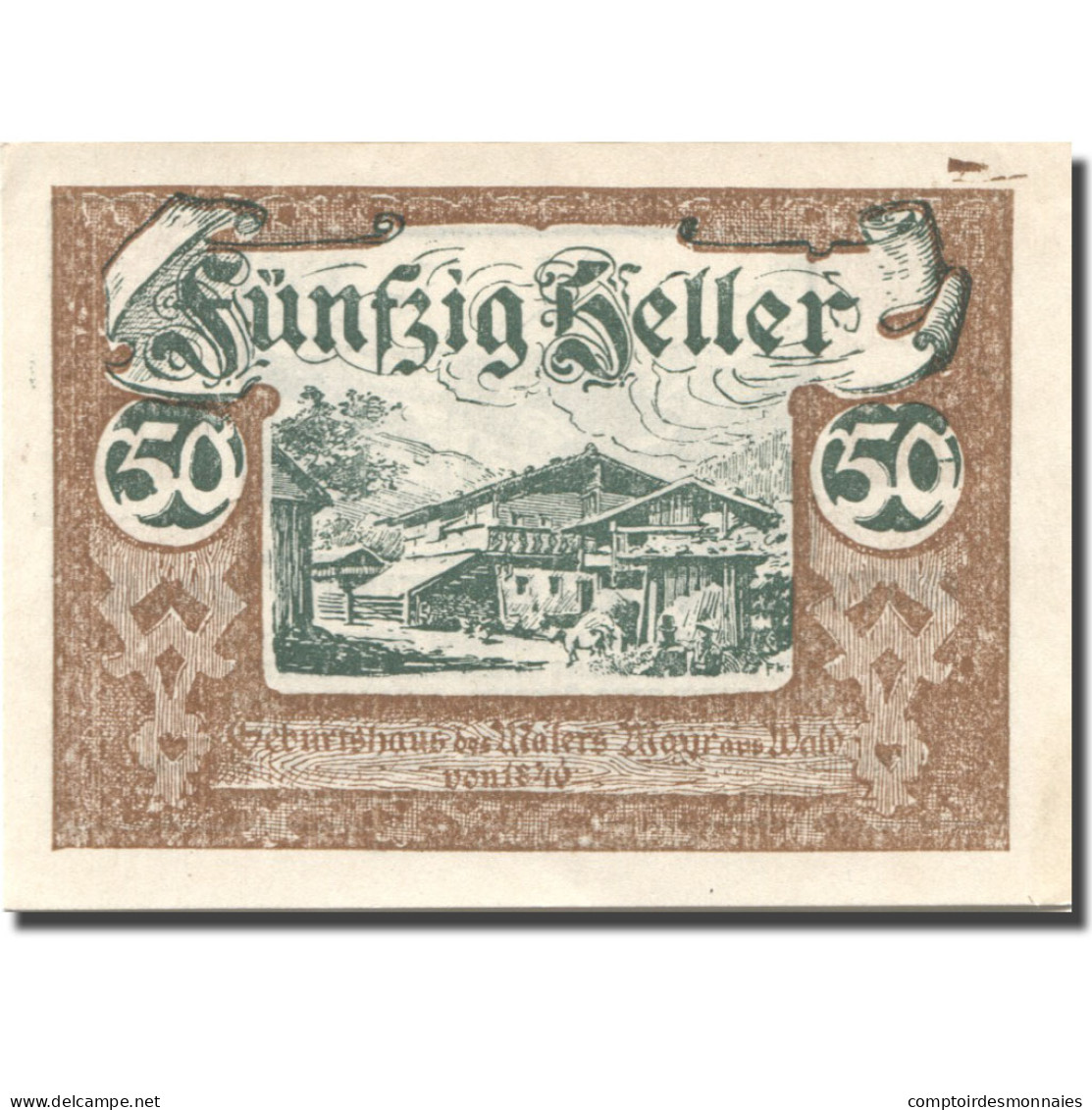 Billet, Autriche, Wald, 50 Heller, Montagne, 1920, SPL, Mehl:FS 1129Ia - Autriche