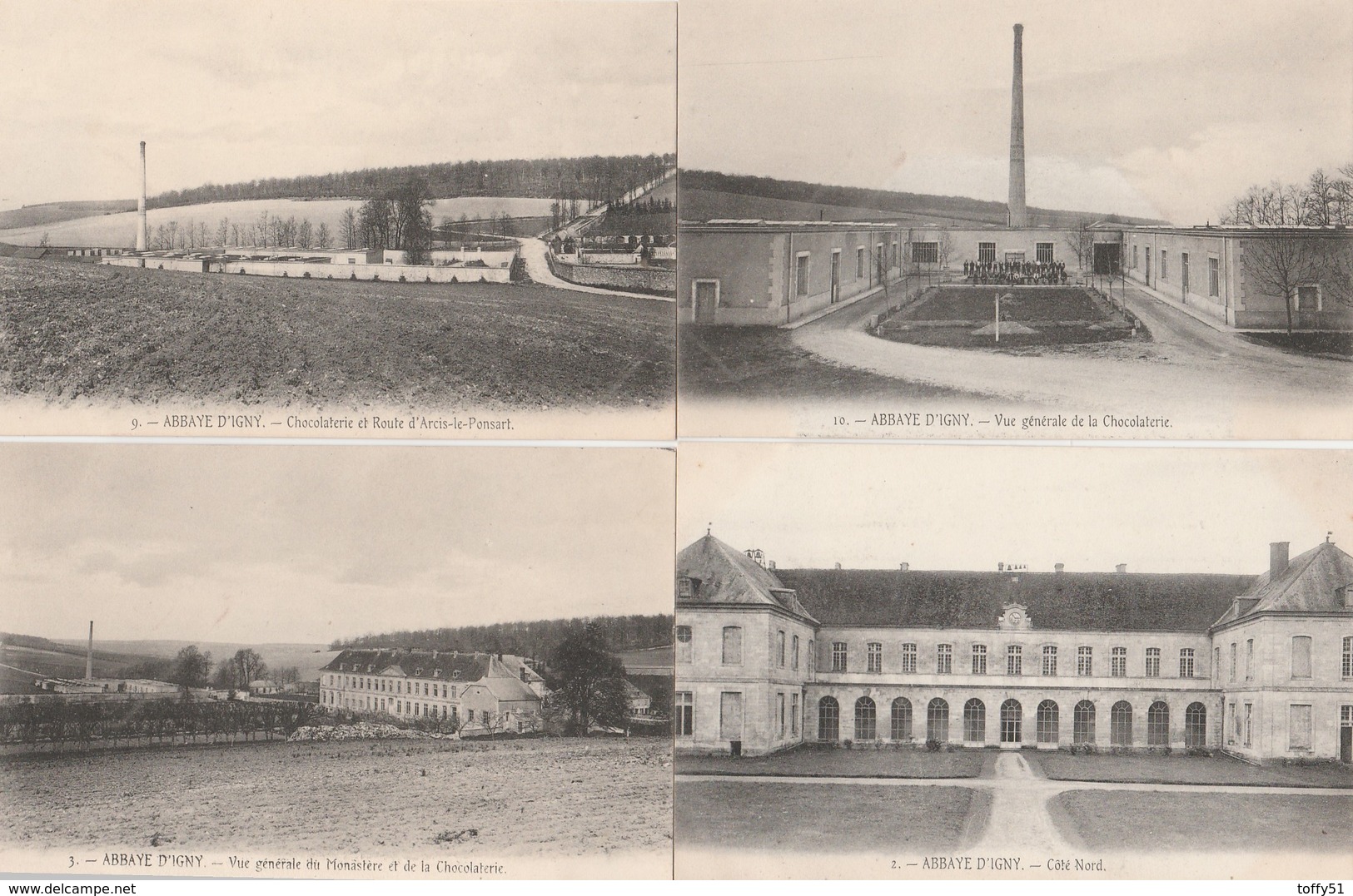 16 CPA:ABBAYE D'IGNY (51) OUVRIER "CHOCOLATERIE" SALLE DES MACHINES,CAVE,SALLE EMBALLAGE,PLIAGE CHOCOLAT,FONTAINE....... - Otros & Sin Clasificación