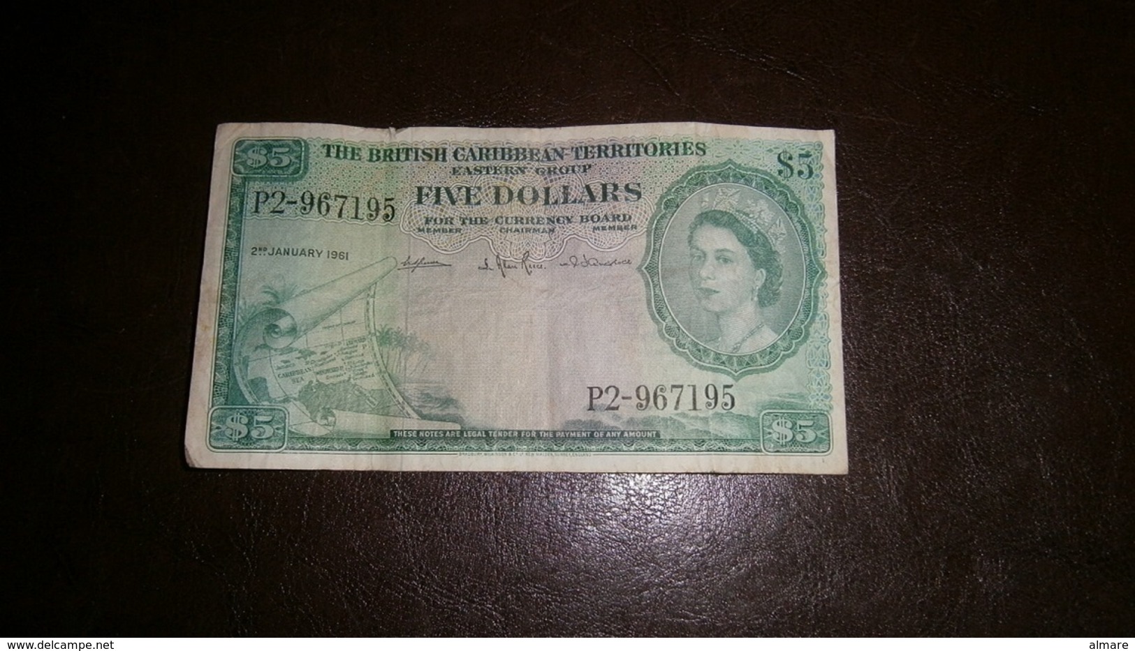 BRITISH CARIBBEAN TERRITORIES 5 DOLLARS 1961 - Oostelijke Caraïben