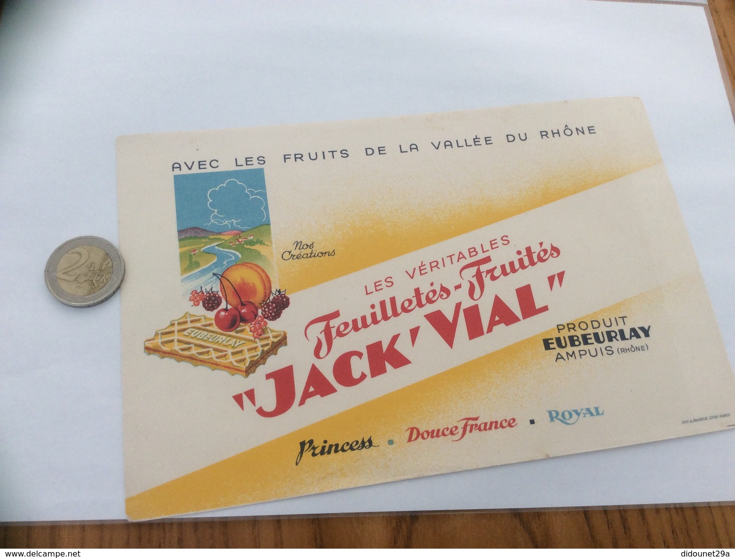 Buvard «Feuilletés Fruités JACK’VIAL - PRODUIT EUBEURLAY - AMPUIS (69)» - Sucreries & Gâteaux