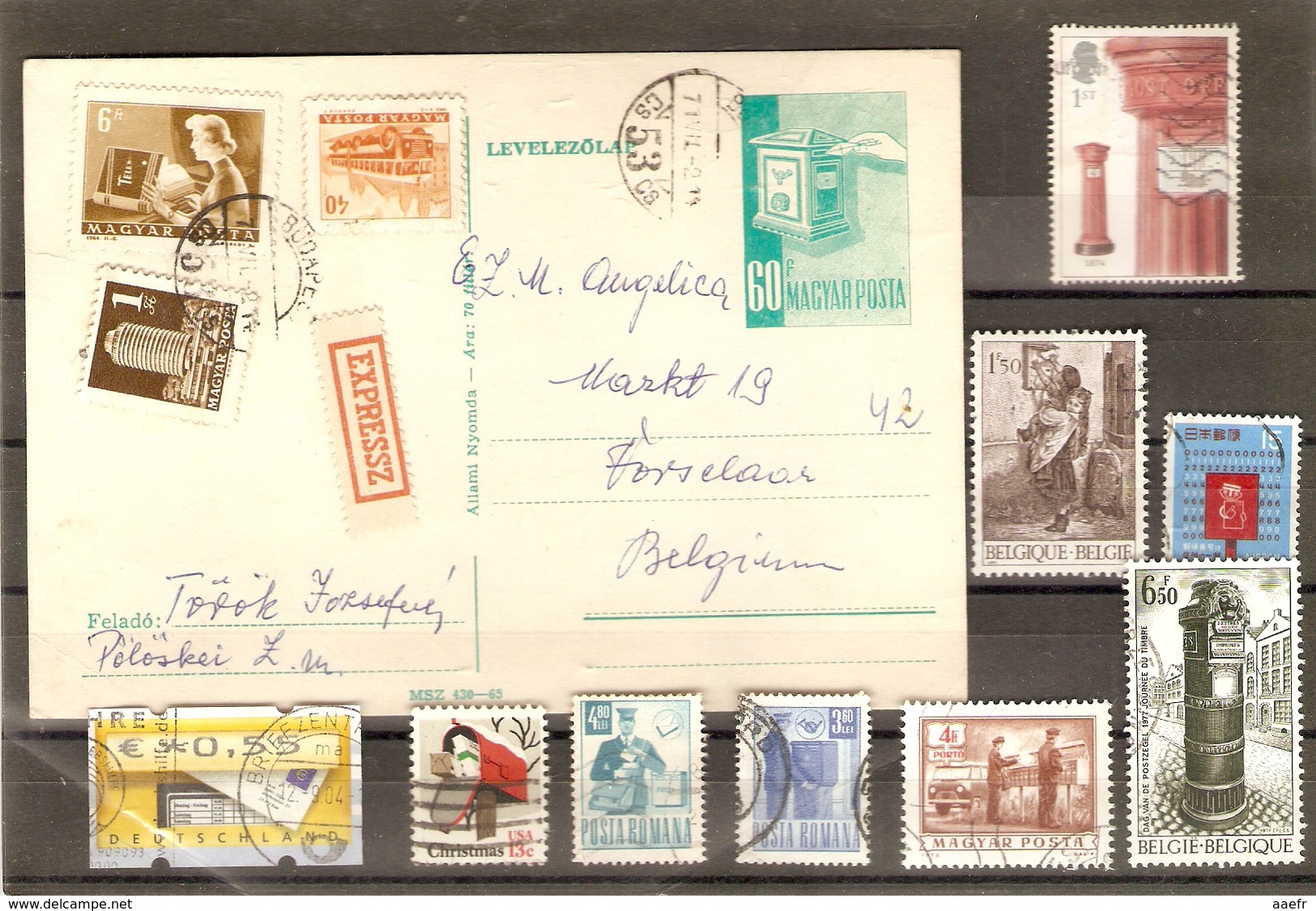 Boîtes Aux Lettres - Petit Lot De 21° Dont 1 Entier Postal Hongrois Avec Mention Expressz - Poste - Vrac (max 999 Timbres)