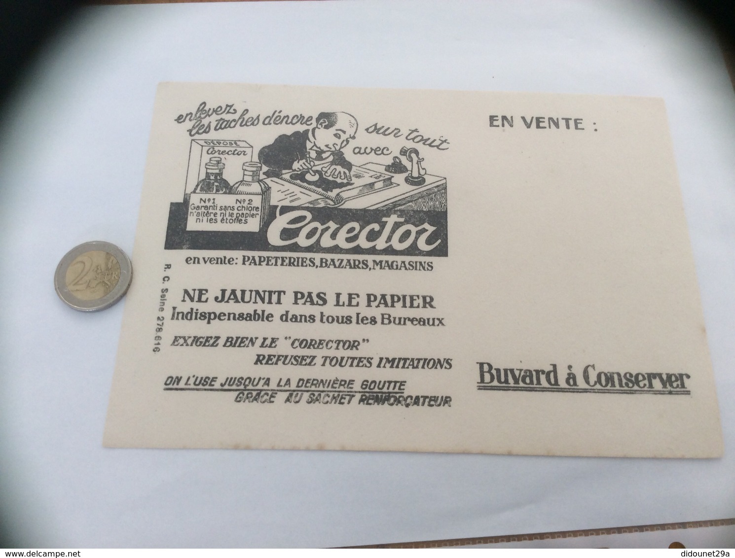 Buvard *x «Corector - Enlevez Les Taches D’encre» - Papeterie