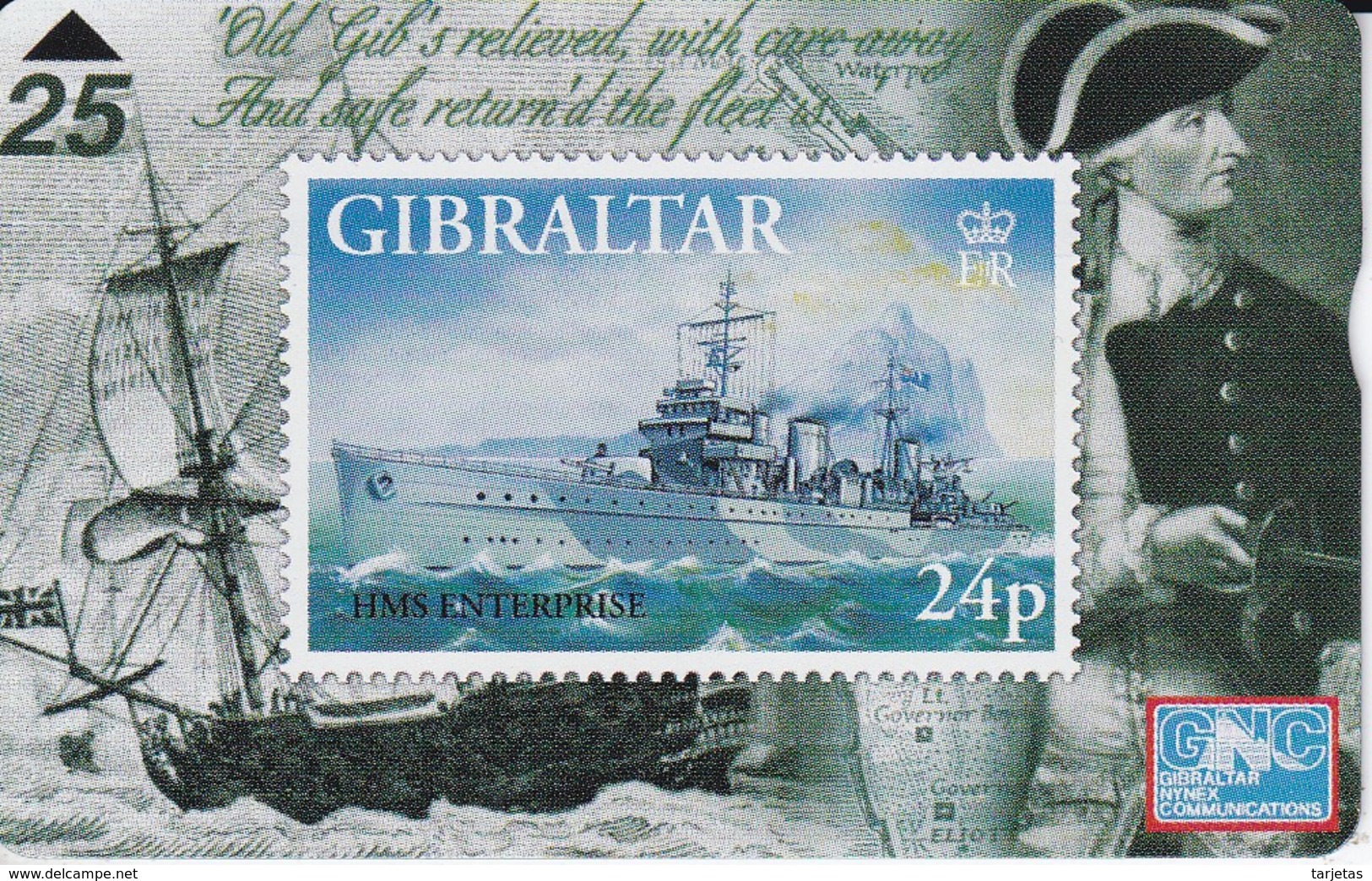 TARJETA DE GIBRALTAR CON UN SELLO DE UN BARCO (STAMP-SHIP) - Boten