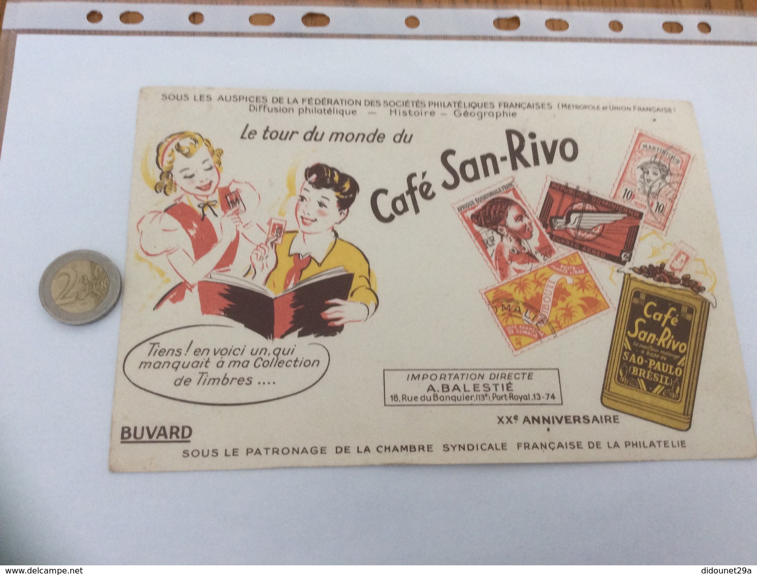 Buvard «café San-Rivo» (timbres) - Café & Thé