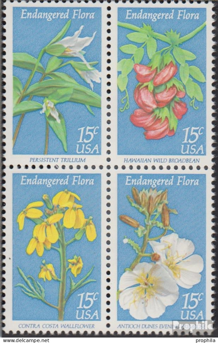 USA 1386-1389 Viererblock (kompl.Ausg.) Postfrisch 1979 Naturschutz: Blumen - Unused Stamps