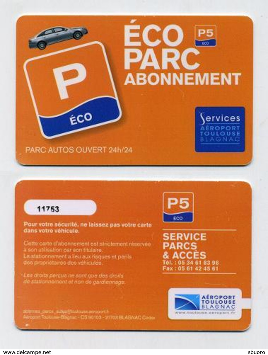 Carte Abonnement Stationnement Parking Aéroport Toulouse Blagnac France - Non Classés