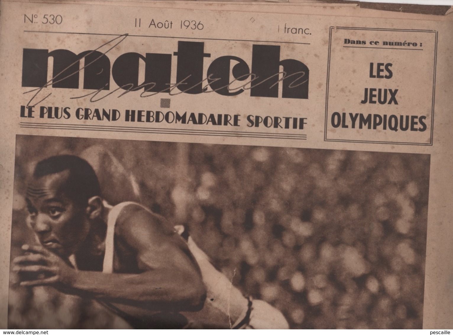 MATCH 11 08 1936 - JEUX OLYMPIQUES DE BERLIN - JESSE OWENS - SCOUTS WALBACH - CYCLISME ATHLETISME NATATION ESCRIME LUTTE - 1900 - 1949