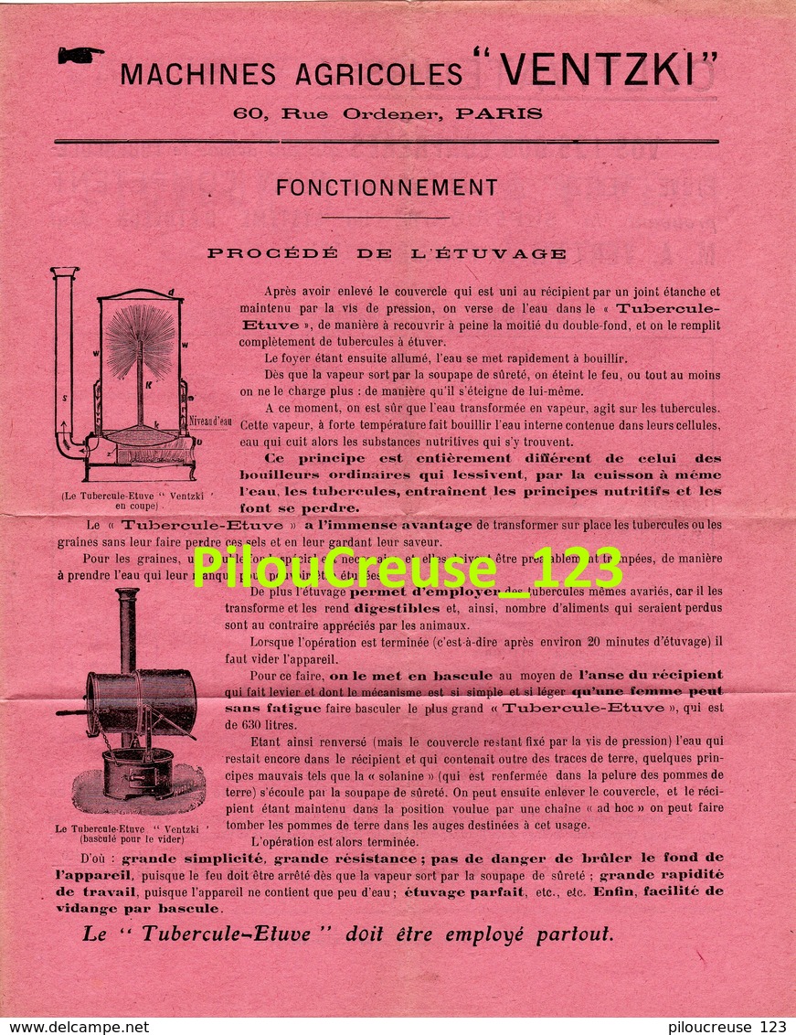 MACHINES AGRICOLES - LIMOGES - VALLIERE FILS - "Etuveur Rapide à Vapeur " - 4 Pages - Dimension 22 X 27 Cm - 4 Scans - Tools