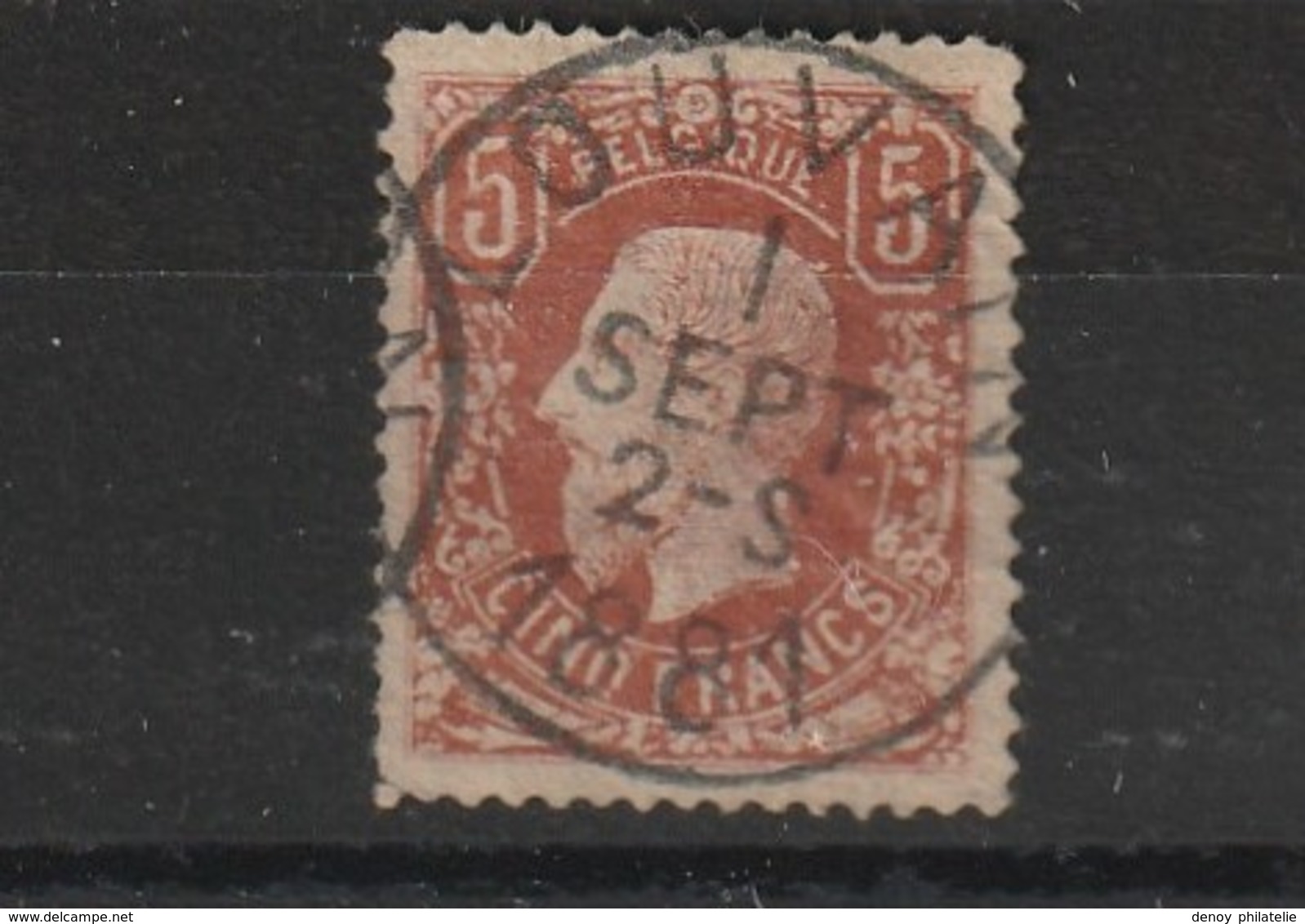 Belgique N° 37, 5 Francs  Oblitéré Avec Quelques Dents Courtes Tres Bon Centrage Et Belle Obliteration RR - 1883 Leopold II