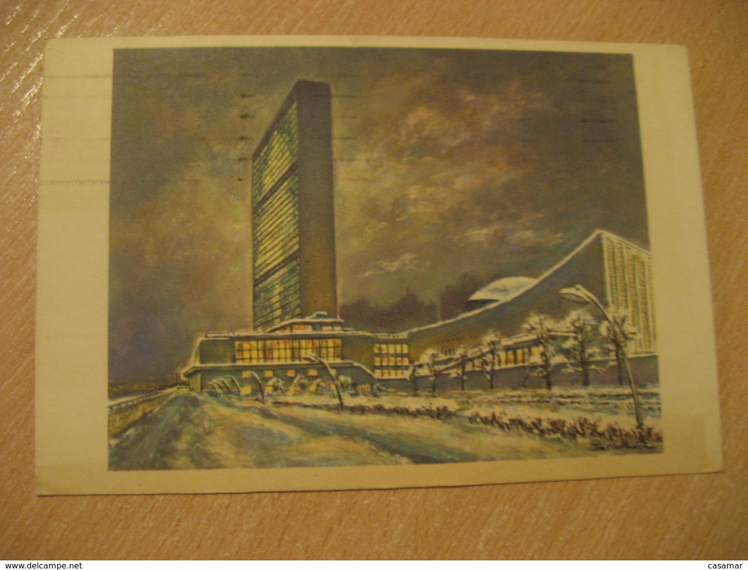 NEW YORK 1954 To Zurich Switzerland 2 Stamp On Headquarters Post Card UNITED NATIONS UN USA - Lettres & Documents