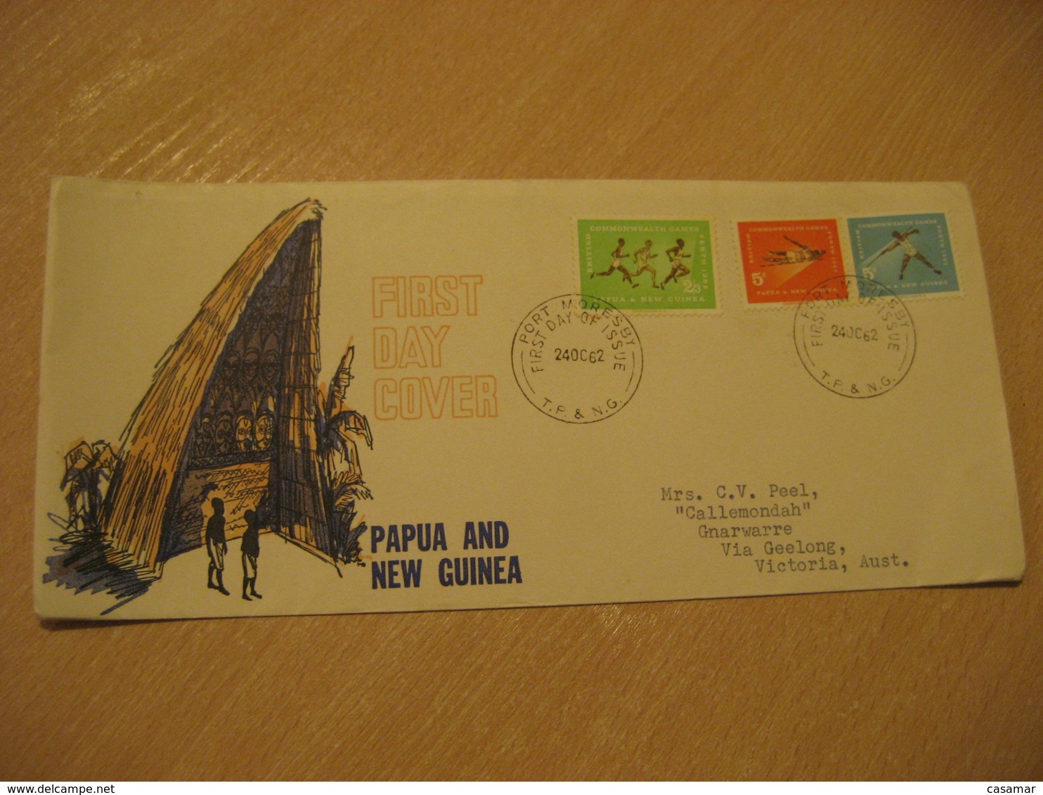 PORT MORESBY 1962 To Victoria Australia Perth British Commonwealth Games FDC Cancel Cover PAPUA NEW GUINEA - Papua New Guinea