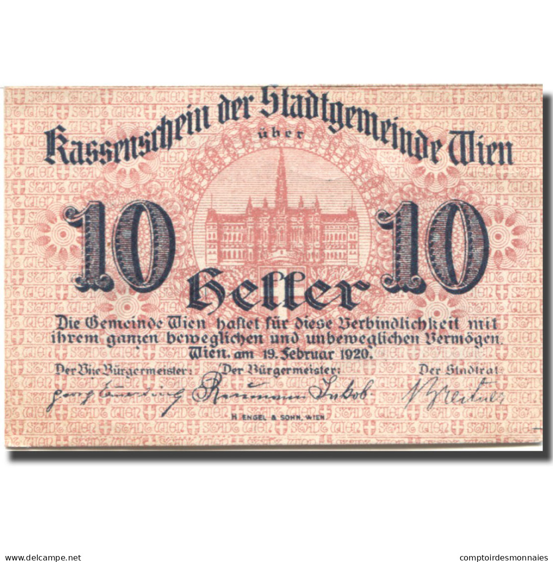 Billet, Autriche, Vienne, 10 Heller, Château, 1920, SPL Mehl:FS 1183IIbA - Autriche