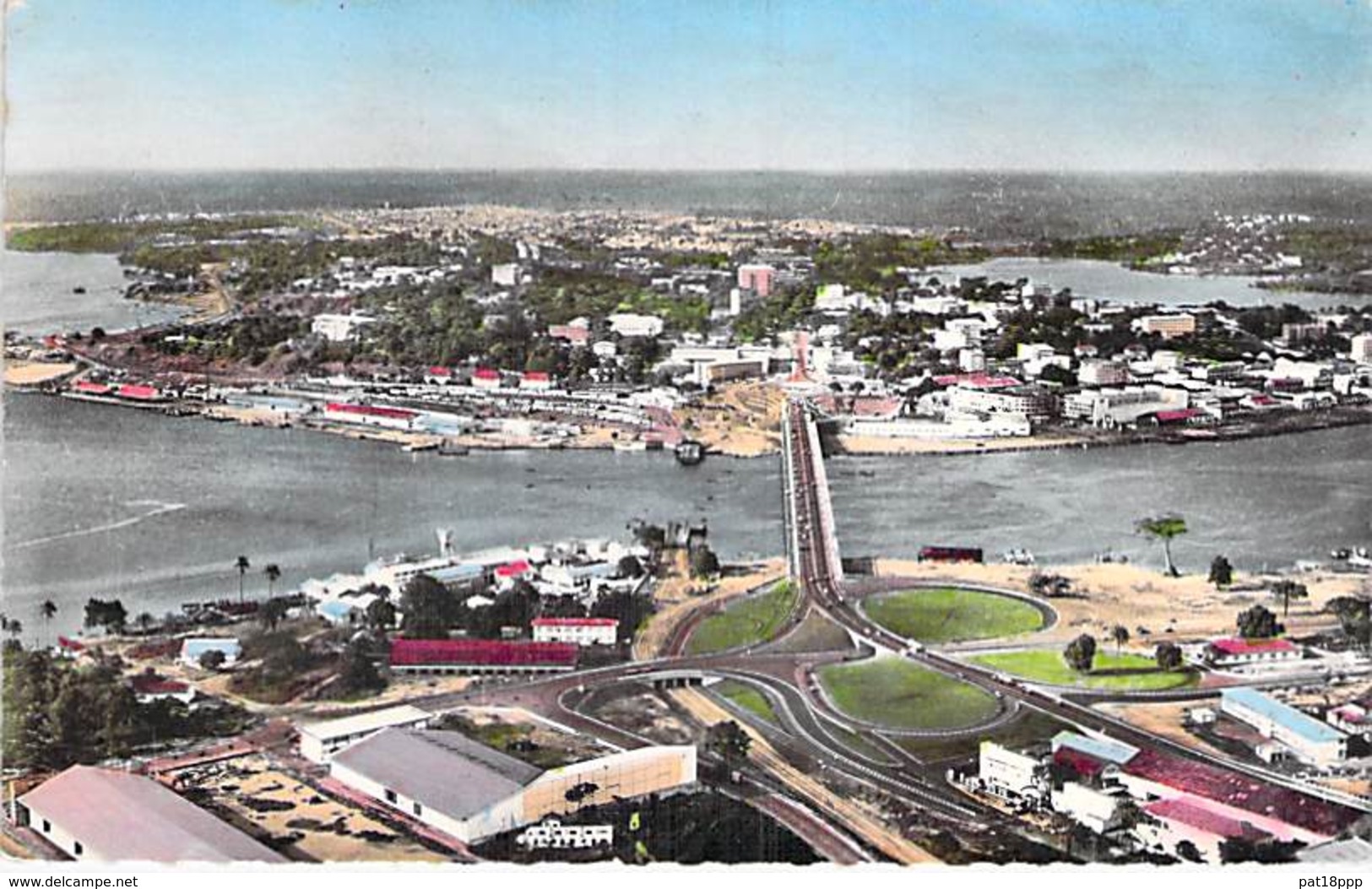 AFRIQUE NOIRE - COTE D'IVOIRE - ABIDJAN : Vue Aérienne Du Nouveau Pont - CPSM Dentelée N/B Format CPA - Black Africa - Ivory Coast