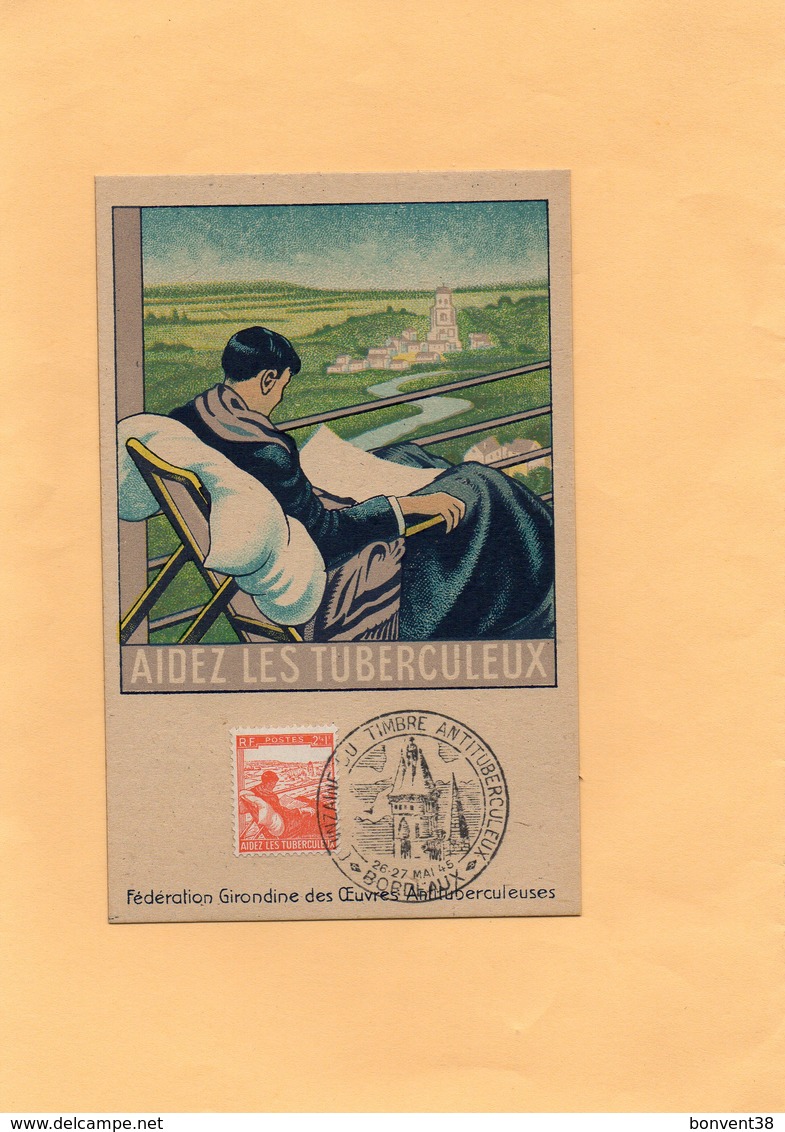 F2405 - Aidez Les Tuberculeux - Timbre - 26-27 Mai 1945 - BORDEAUX - Santé