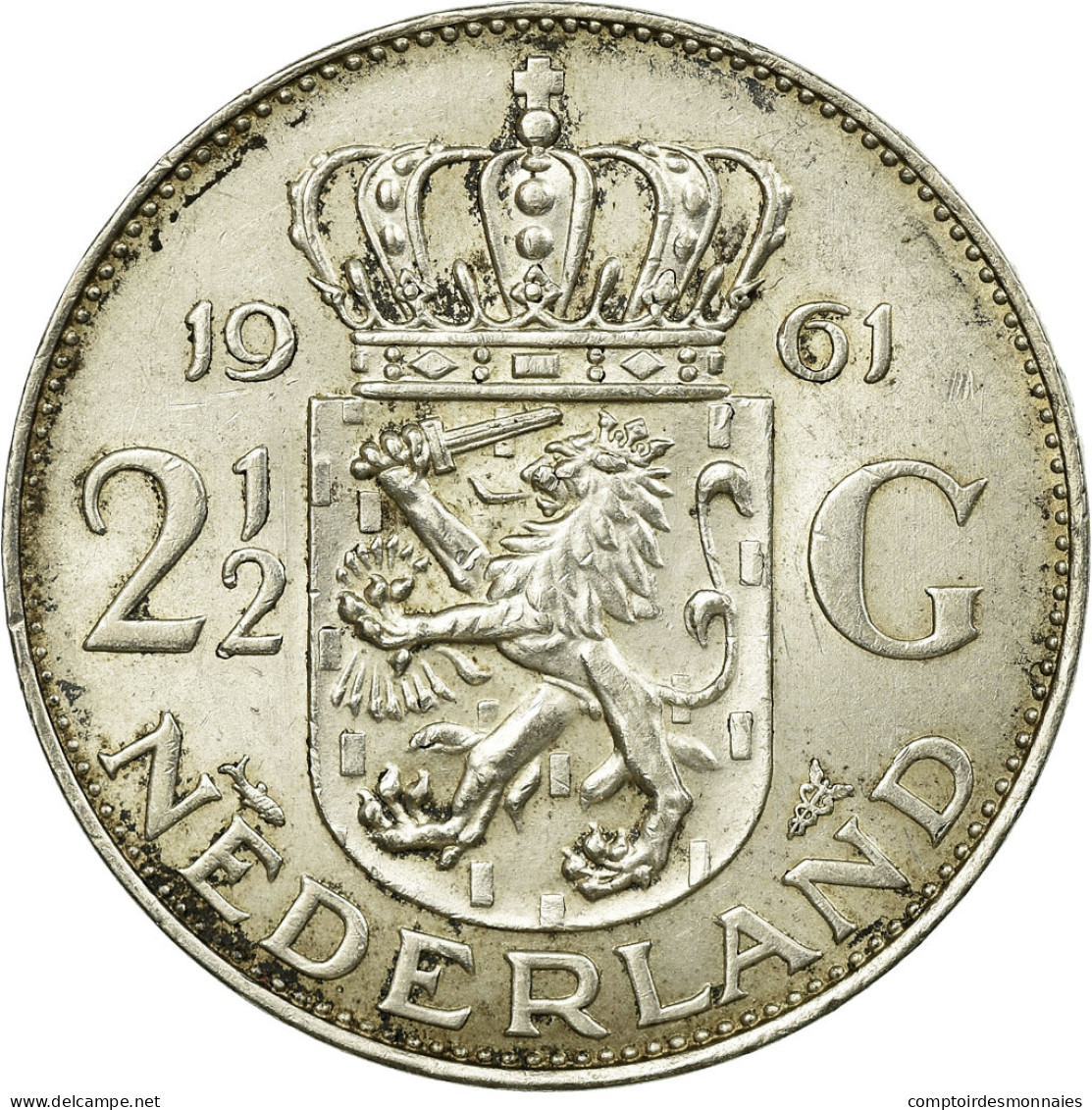 Monnaie, Pays-Bas, Juliana, 2-1/2 Gulden, 1961, TTB, Argent, KM:185 - 1948-1980 : Juliana