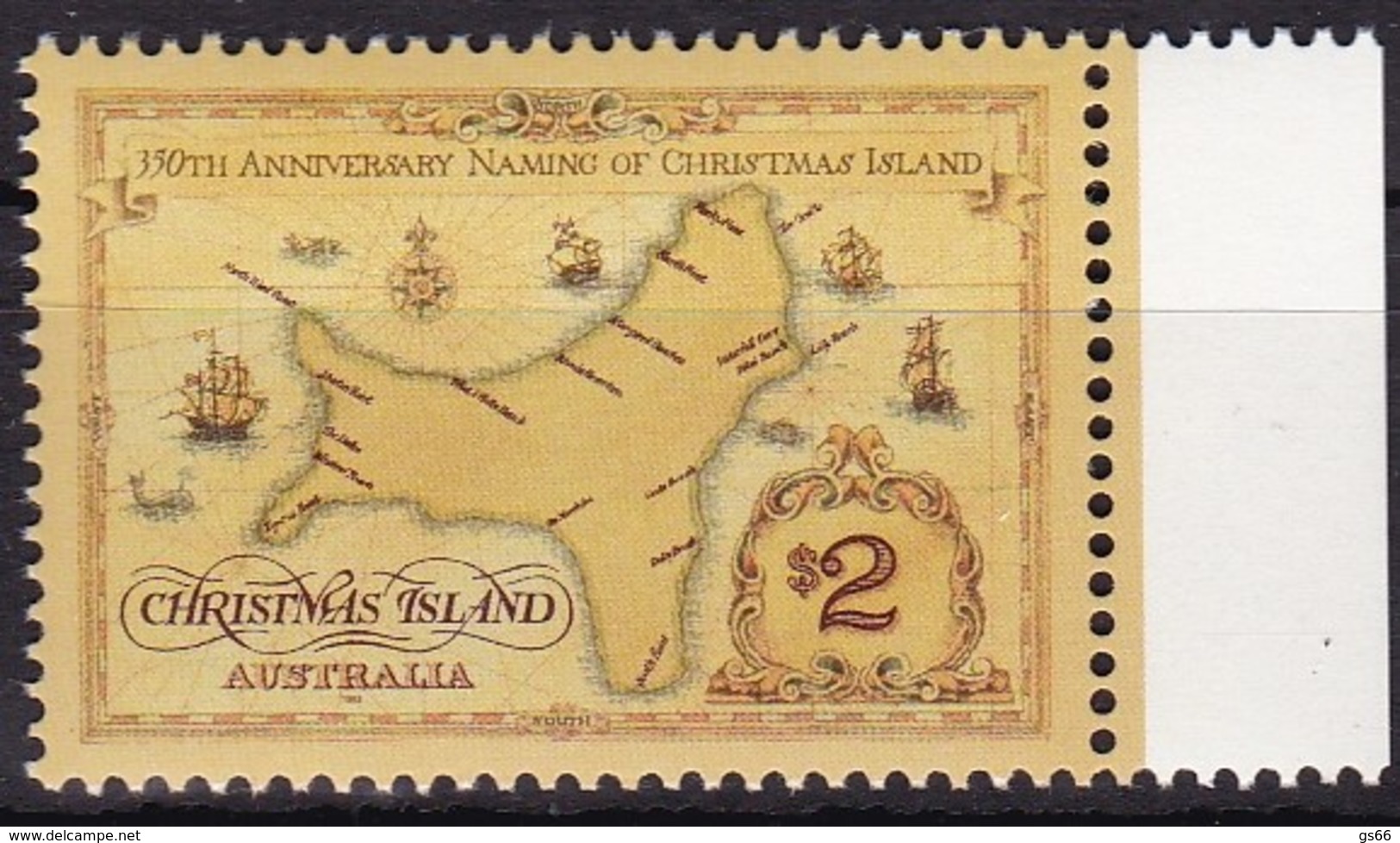 Christmas Island, 1993, 391, 350. Jahre Entdeckung Der Weihnachts-Insel. MNH ** - Christmas Island