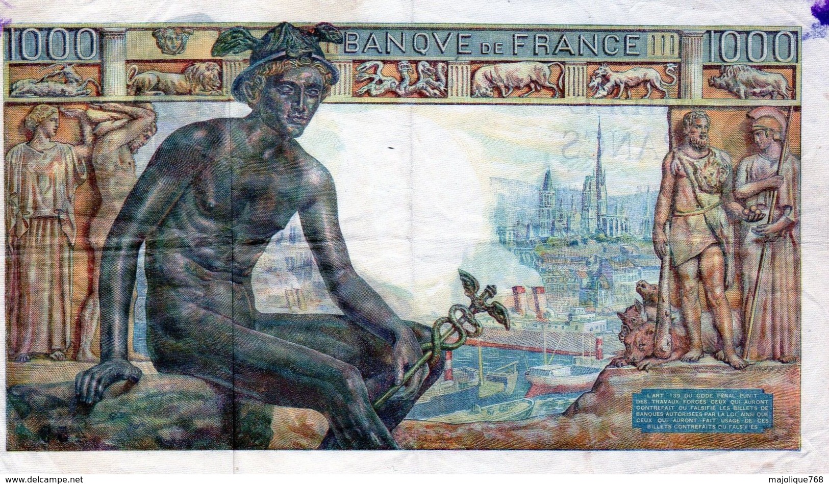 Billets Français, 1000 Francs Type Déesse Déméter, 28 Janvier 1943,en T T B - - 1 000 F 1942-1943 ''Déesse Déméter''