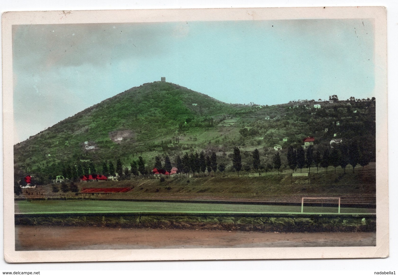 1950s YUGOSLAVIA, SERBIA, VRSAC, FOOTBALL STADIUM, ILLUSTRATED POSTCARD, USED - Joegoslavië