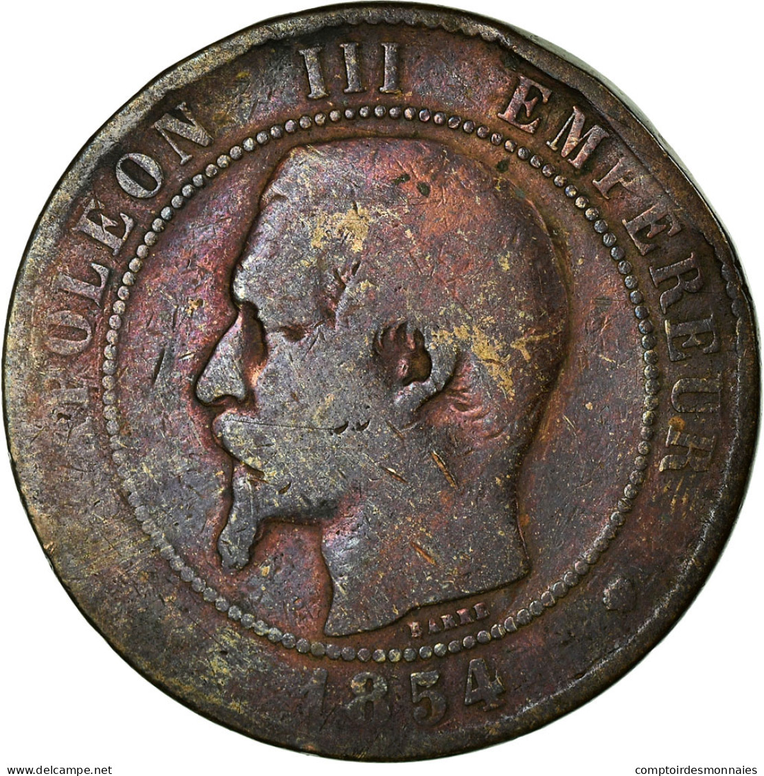 Monnaie, France, Napoleon III, Napoléon III, 10 Centimes, 1854, Marseille, B+ - D. 10 Centimes